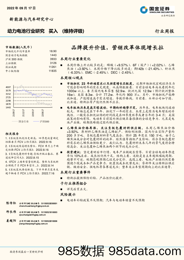 动力电池行业研究周报：品牌提升价值，营销改革体现增长拉_国金证券