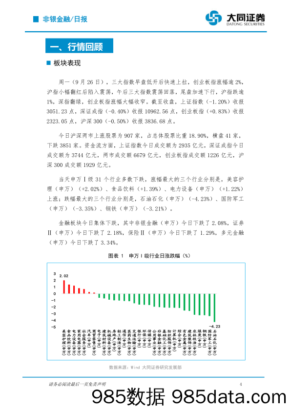 非银金融行业日报：三大指数走势分化 合资券商“意才证券”将落地山东_大同证券插图3