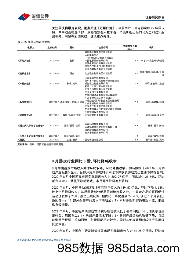 传媒行业10月投资策略：关注国庆档票房表现，持续看好VR AR产业发展_国信证券插图5