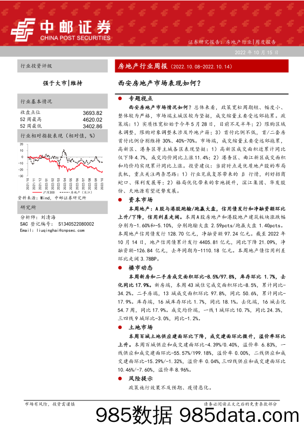 房地产行业周报：西安房地产市场表现如何？_中邮证券