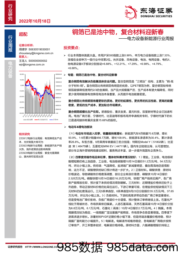 电力设备新能源行业周报：铜箔已是池中物，复合材料迎新春_东海证券