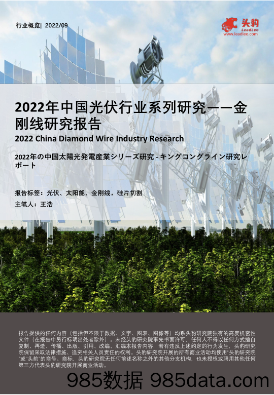 2022年中国光伏行业系列研究――金刚线研究报告_头豹研究院