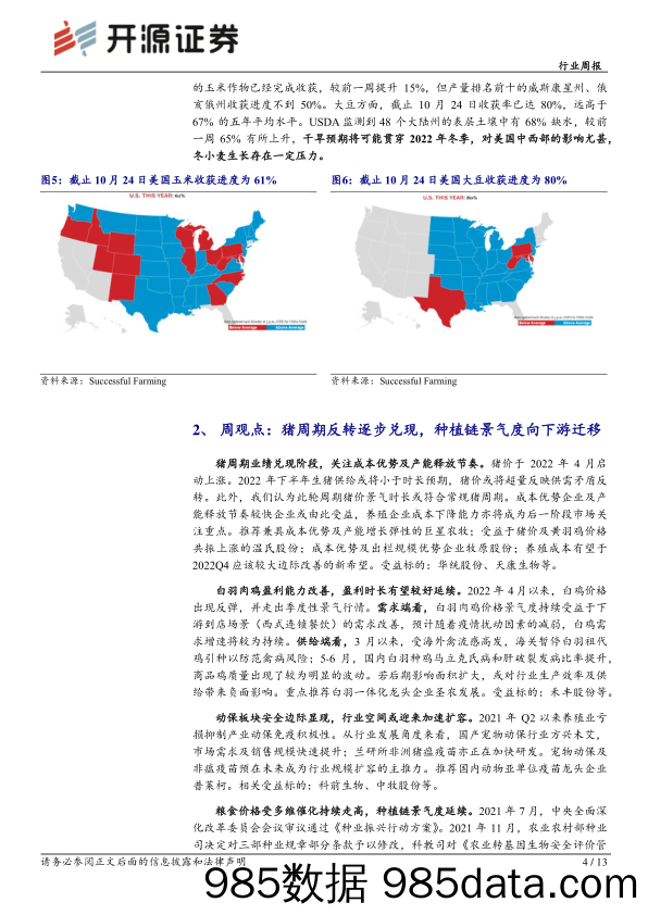 农林牧渔行业周报：美国冬小麦播种受干旱影响，玉米及大豆加速收割_开源证券插图3