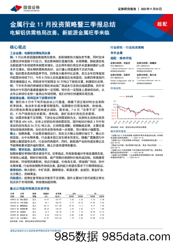 金属行业11月投资策略暨三季报总结：电解铝供需格局改善，新能源金属旺季来临_国信证券