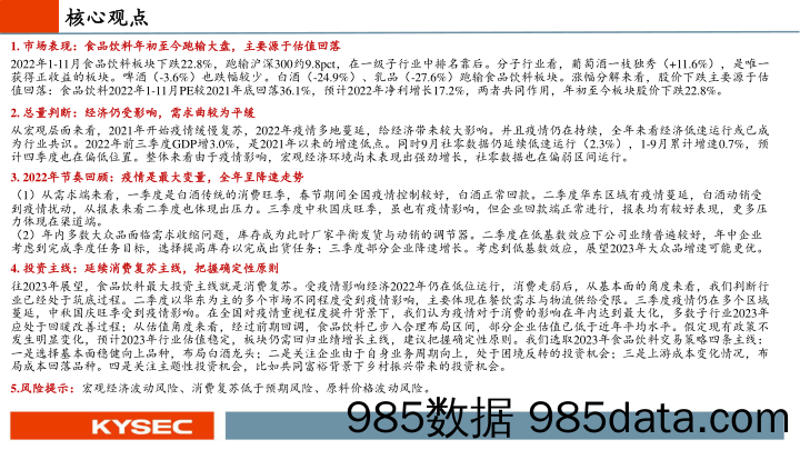 食品饮料行业2023年度投资策略：延续消费复苏主线，把握确定性原则_开源证券插图1