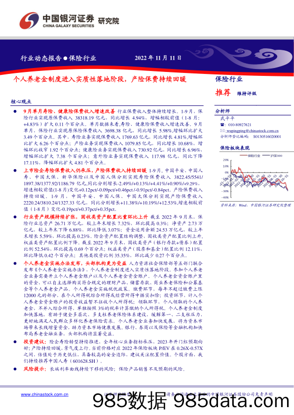 保险行业：个人养老金制度进入实质性落地阶段，产险保费持续回暖_中国银河插图