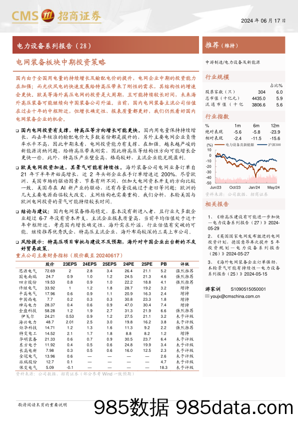 电力设备及新能源行业电力设备系列报告(28)：电网装备板块中期投资策略-240617-招商证券插图