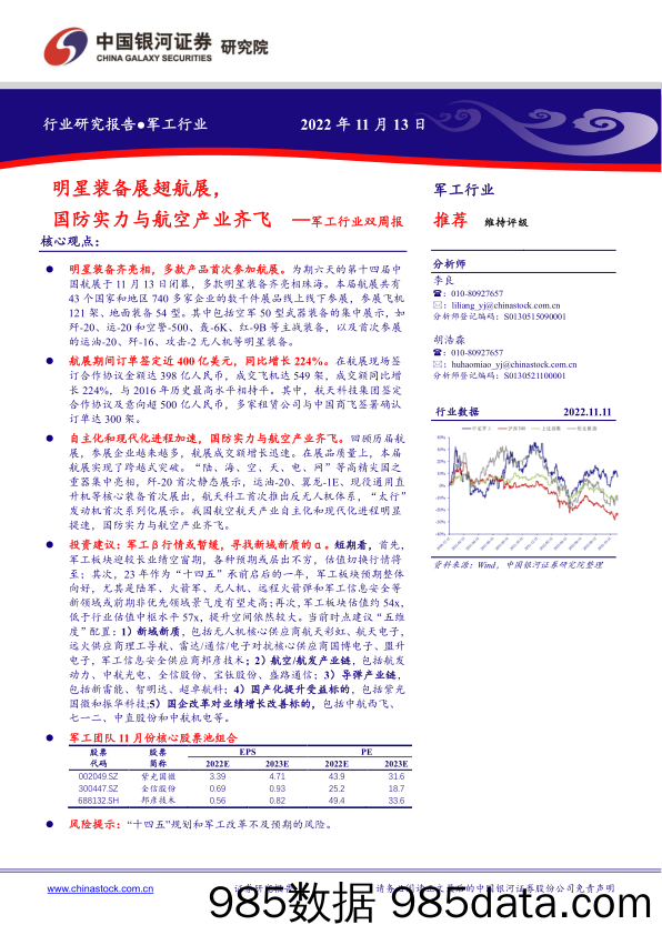 军工行业双周报：明星装备展翅航展，国防实力与航空产业齐飞_中国银河