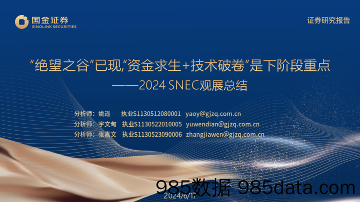 电气设备行业2024SNEC观展总结：“绝望之谷”已现，“资金求生%2b技术破卷”是下阶段重点-240617-国金证券