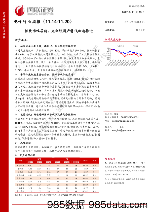 电子行业周报：板块涨幅居前，光刻胶国产替代加速推进_国联证券