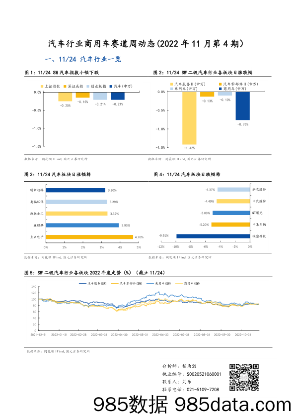 汽车行业商用车赛道周动态（2022年11月第4期）_国元证券