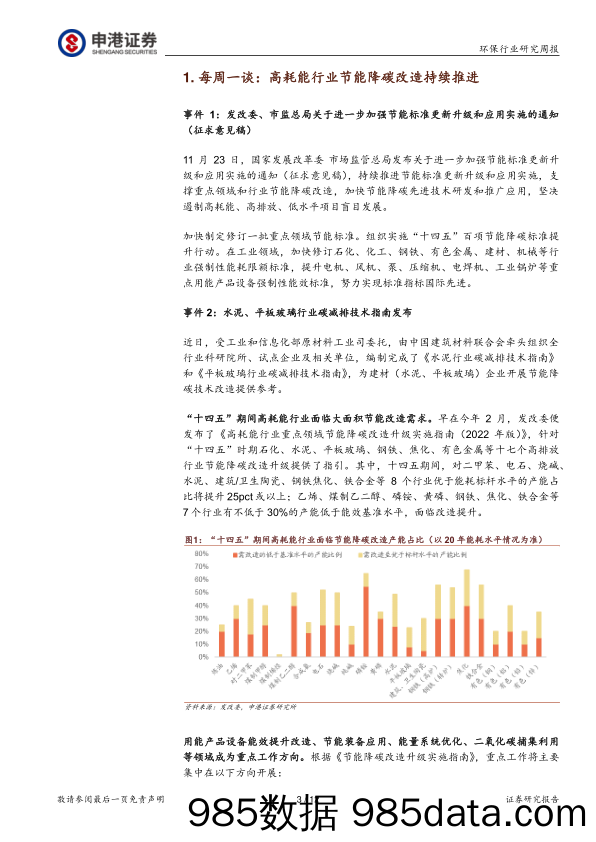 环保行业研究周报：高耗能行业节能降碳改造持续推进_申港证券插图2