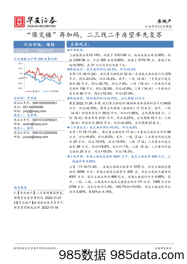 房地产行业周报：“保交楼”再加码，二三线二手房望率先复苏_华安证券