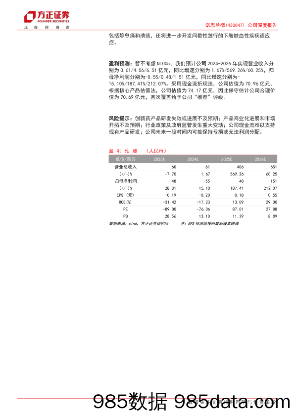 诺思兰德(430047)公司深度报告：进军CLI蓝海市场，即将进入业绩兑现期-240618-方正证券插图1