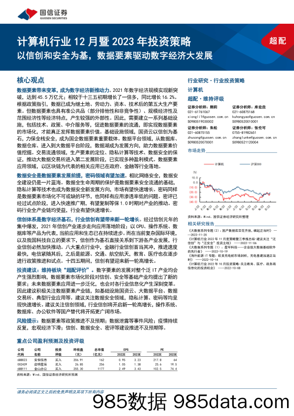 计算机行业12月暨2023年投资策略：以信创和安全为基，数据要素驱动数字经济大发展_国信证券