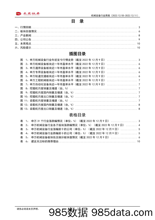 机械设备行业周报：11月挖机内销同比改善_东莞证券插图1