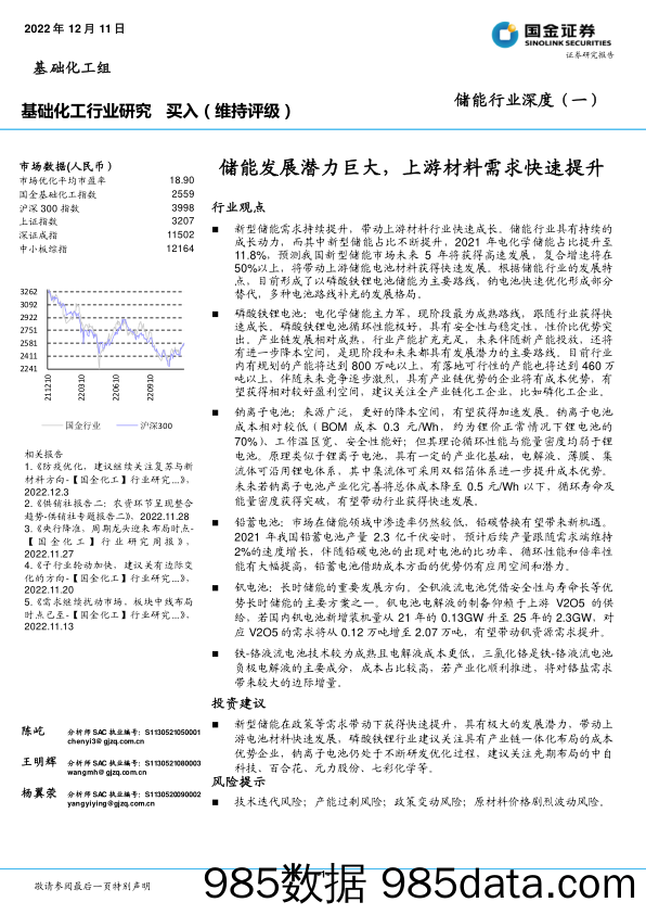 储能行业深度（一）：储能发展潜力巨大，上游材料需求快速提升_国金证券