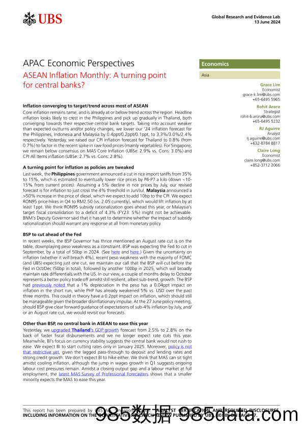 UBS Economics-APAC Economic Perspectives _ASEAN Inflation Monthly A turni...-108686816