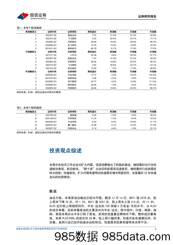 交运中小盘行业周报：民航航班量持续回升，看好消费复苏后的快递表现_国信证券插图5