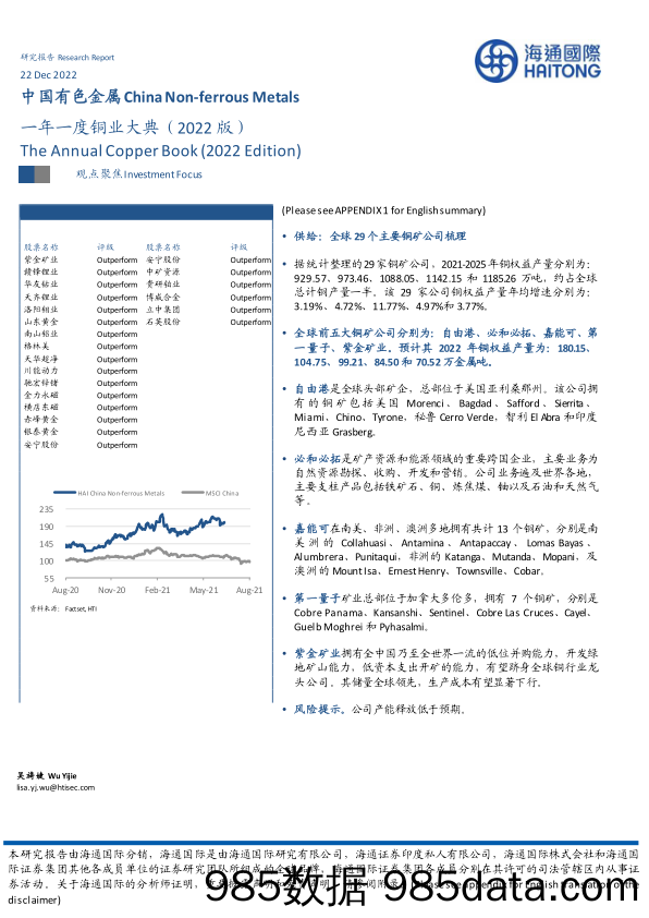 中国有色金属：一年一度铜业大典（2022版）_海通国际