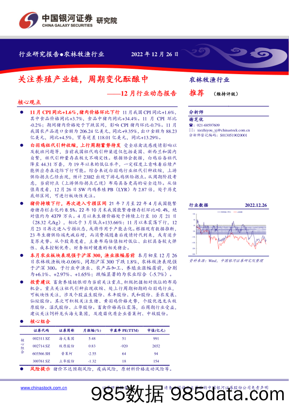 农林牧渔行业：12月行业动态报告-关注养殖产业链，周期变化酝酿中_中国银河