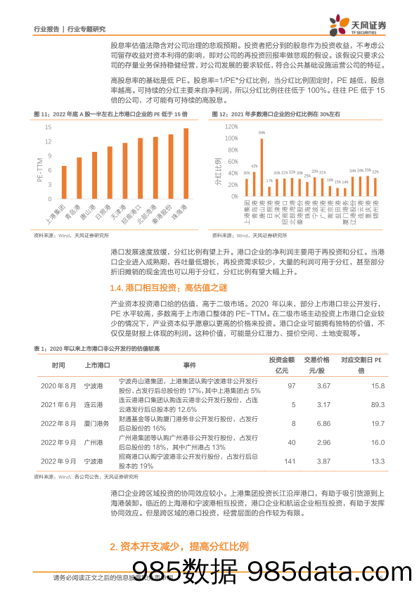 航运港口行业专题研究：重构港口估值体系：分红，提价，整合_天风证券插图5