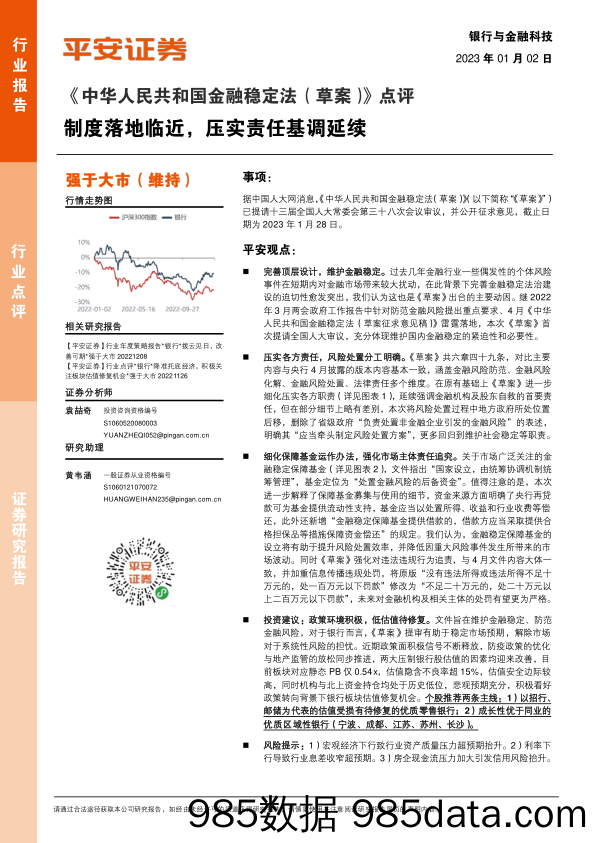 银行与金融科技：《中华人民共和国金融稳定法（草案）》点评-制度落地临近，压实责任基调延续_平安证券