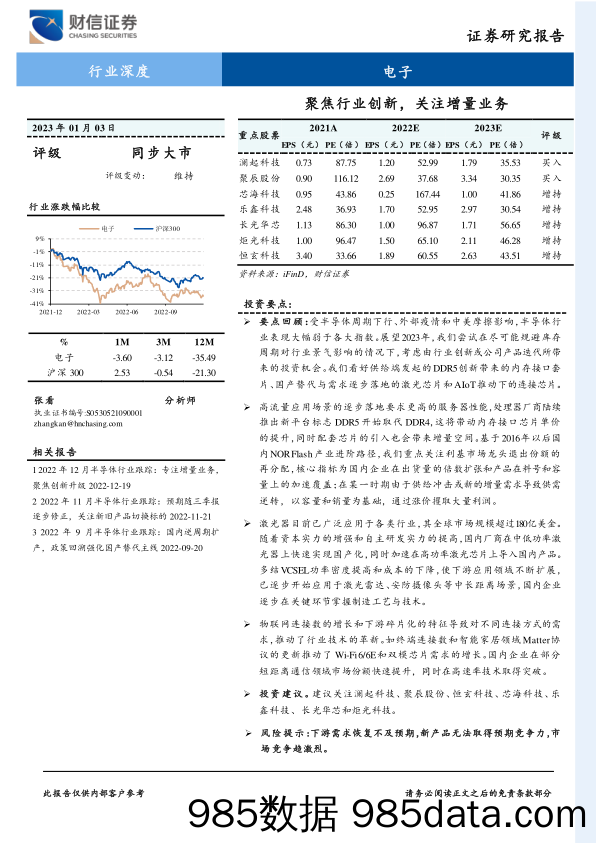 电子行业深度：聚焦行业创新，关注增量业务_财信证券