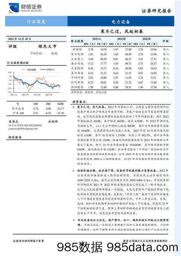 电力设备行业深度：寒冬已过，风起初春_财信证券