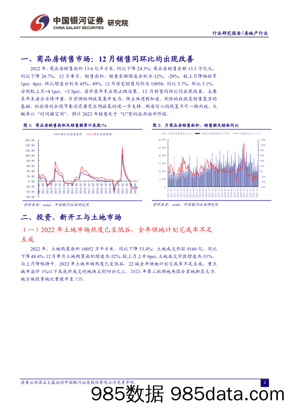 房地产行业：国家统计局2022年1-12月行业数据跟踪-销售、投资单月降幅收窄，国内贷款迎来大幅修复_中国银河插图2