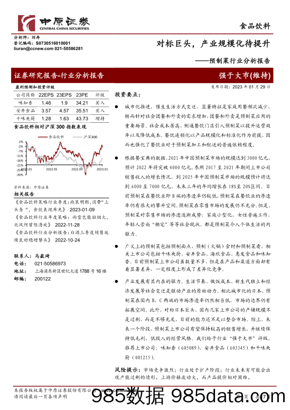 预制菜行业分析报告：对标巨头，产业规模化待提升_中原证券