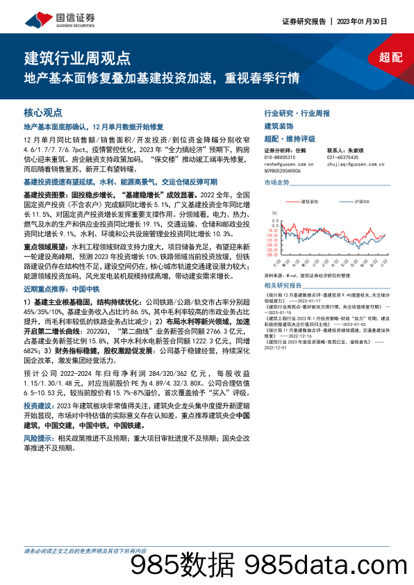 建筑行业周观点：地产基本面修复叠加基建投资加速，重视春季行情_国信证券