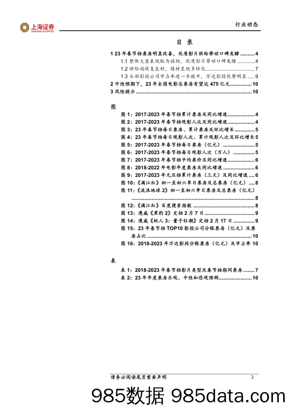 传媒行业动态：春节档恢复较为强劲，23年电影市场值得期待_上海证券插图2