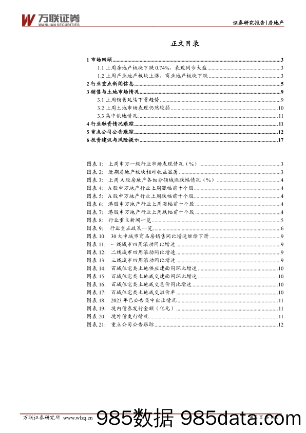 房地产行业周观点：业绩预期落地，土拍政策优化_万联证券插图1