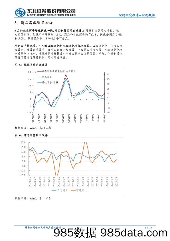 5月经济数据点评：消费改善，基建回落-240617-东北证券插图5