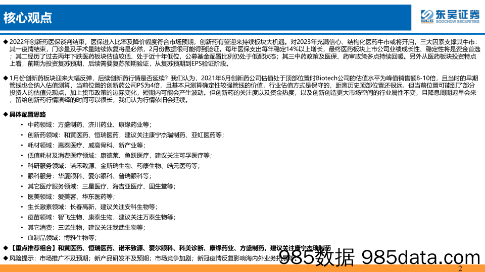 医药行业2月策略报告：多因素驱动医药牛市，创新药、消费医疗等迎来板块性机遇_东吴证券插图1