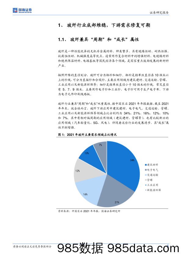 玻璃玻纤行业深度研究：风电、汽车轻量化需求快速增长，行业有望底部回升_国海证券插图4