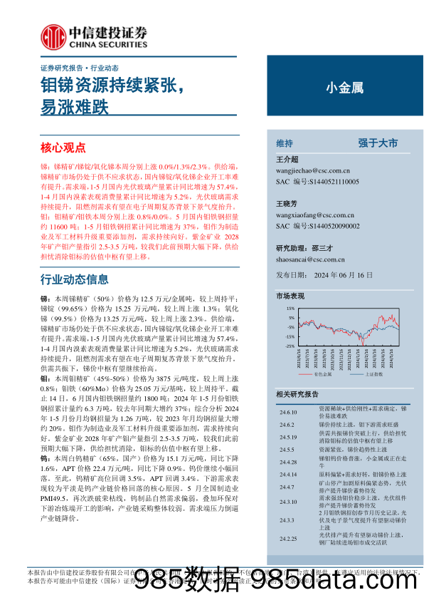 小金属行业：钼锑资源持续紧张，易涨难跌-240616-中信建投插图