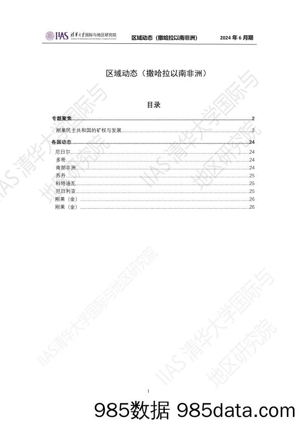 《区域动态》撒哈拉以南非洲地区2024年6月期