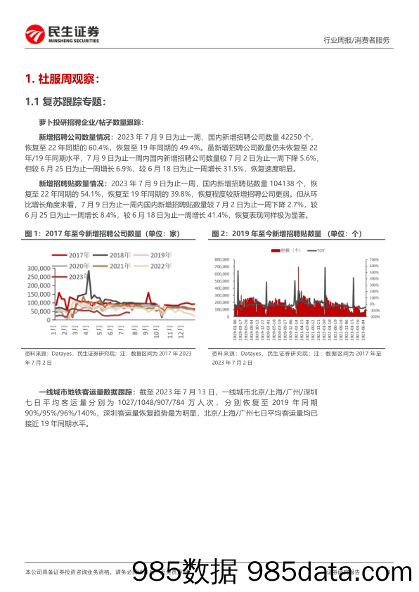 社服周观点：Q2社服板块业绩预告亮眼，持续关注暑期旺季高景气主线_民生证券插图2