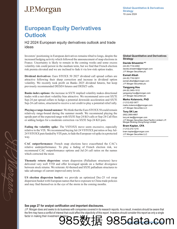 JPMorgan-European Equity Derivatives Outlook H2 2024 European equity ...-108759886