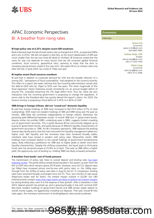 UBS Economics-APAC Economic Perspectives _BI A breather from rising rates...-108786789