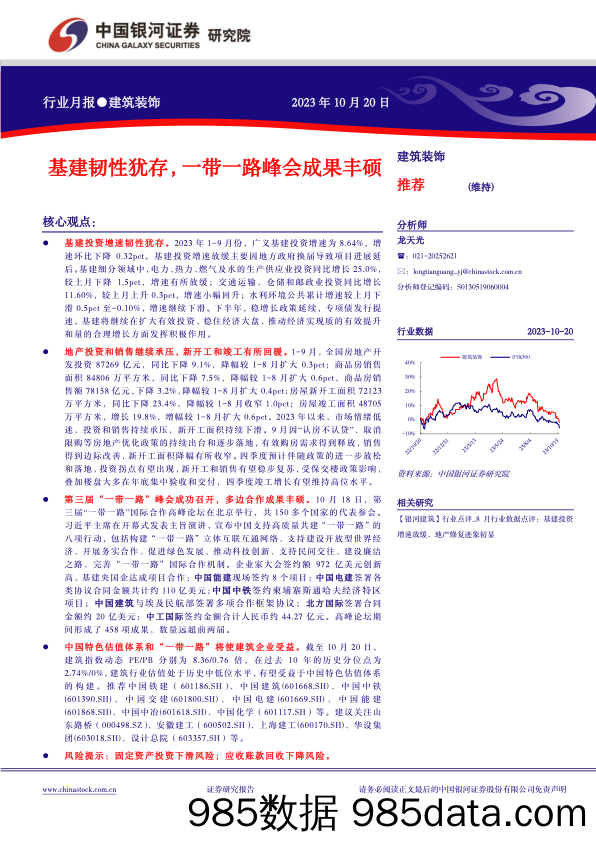 建筑装饰行业月报：基建韧性犹存，一带一路峰会成果丰硕_中国银河