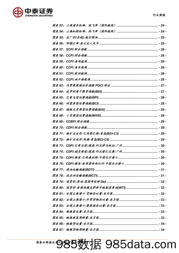 交运行业周报：航司Q3业绩亮眼，经营持续恢复_中泰证券插图4