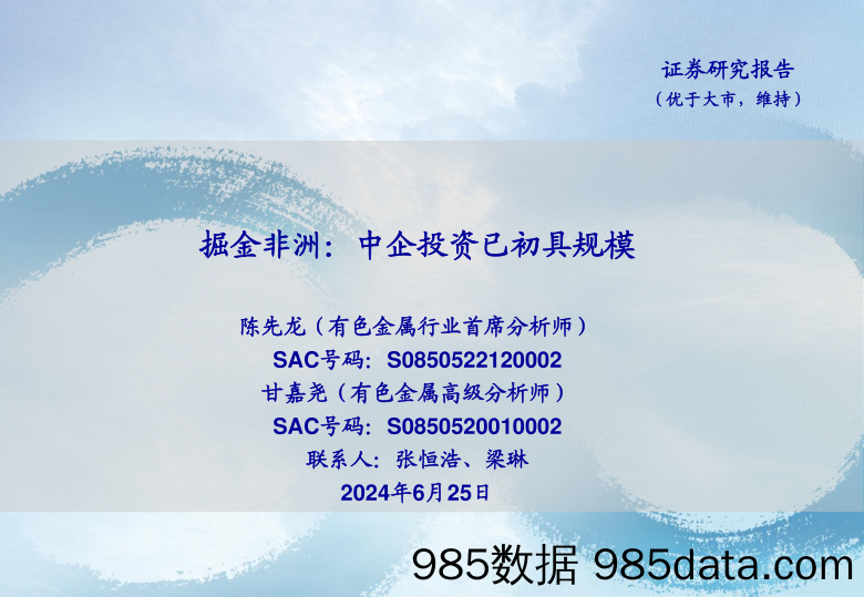 有色金属行业：掘金非洲，中企投资已初具规模-240625-海通证券