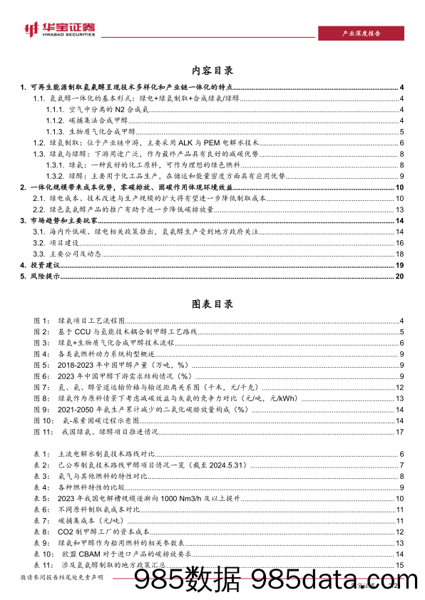 氢能行业氢氨醇一体化深度报告：绿色、低碳、可再生，氢氨醇一体化受政策与资本关注-240626-华宝证券插图1