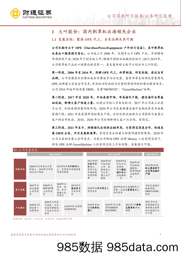 大叶股份(300879)行业东风已至，油动OPE龙头启航-240704-财通证券插图4