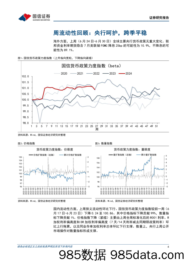 货币政策与流动性观察：央行呵护，跨季平稳-240701-国信证券插图3