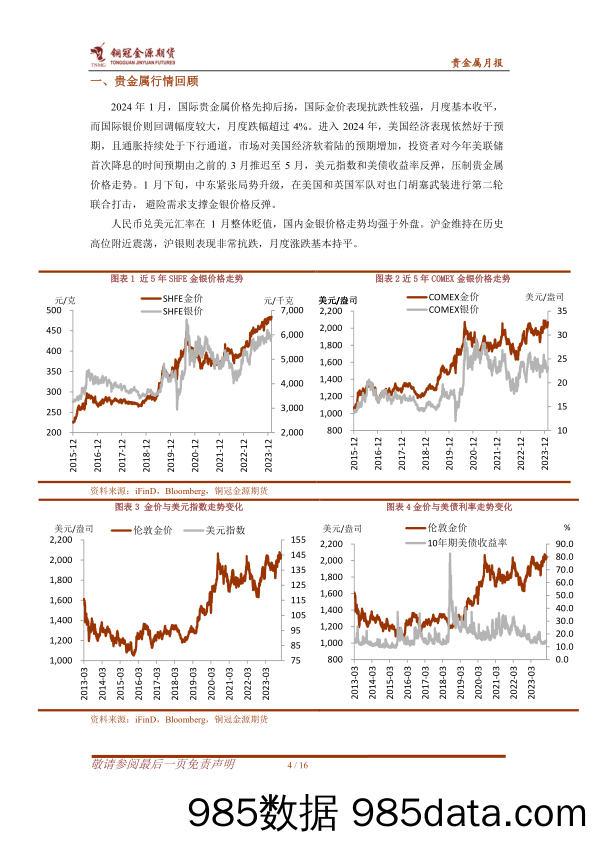 贵金属月报：降息预期推迟+地缘紧张升级 金银将高位震荡-20240204-金源期货插图3