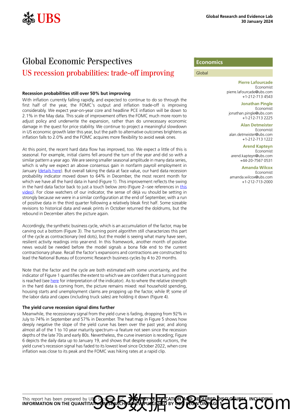 UBS Economics-Global Economic Perspectives _US recession probabilities tr...-106229591